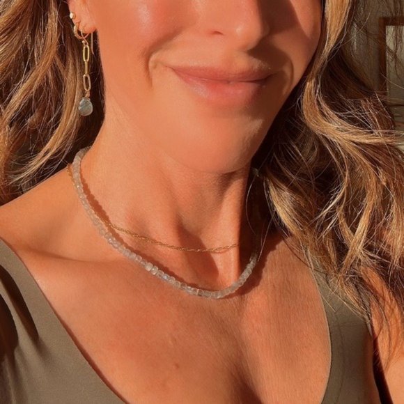 Labradorite Gemstone Necklace Gold Toggle Clasp Removable Pearl Healing Crystal - Picture 8 of 14